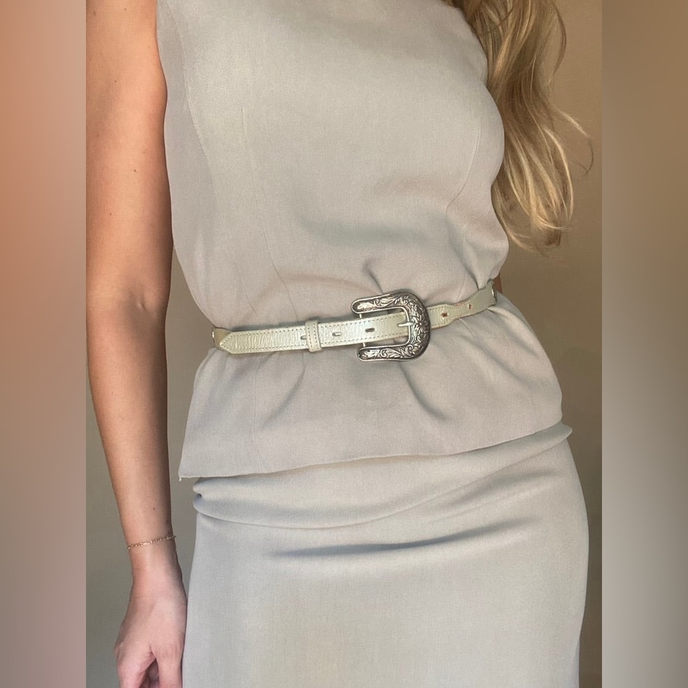 Casual Corner sleeveless skirt suit- light beige